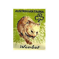 unbound badge with a wombat with the trefoil and writing in black on a green and cream background