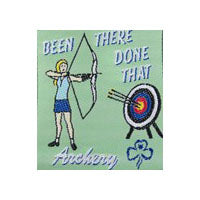 unbound fun badge with a girl shooting arrows at a target on a light green background