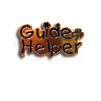 a metal badge that says guide helper