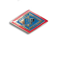 a diamond shaped metal pin that has the JBP emblem on it
