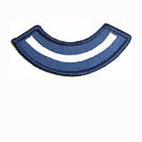 one white semi circle stripe bound in blue 