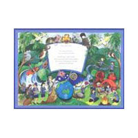 an A4 certificate with animals and people that states that a girl has made her promise