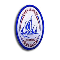 a bound oval shaped cloth badge with endeavour guides Australia embroidered on it that marks your progress in the awards of Junior BP, BP and Queens Guide.