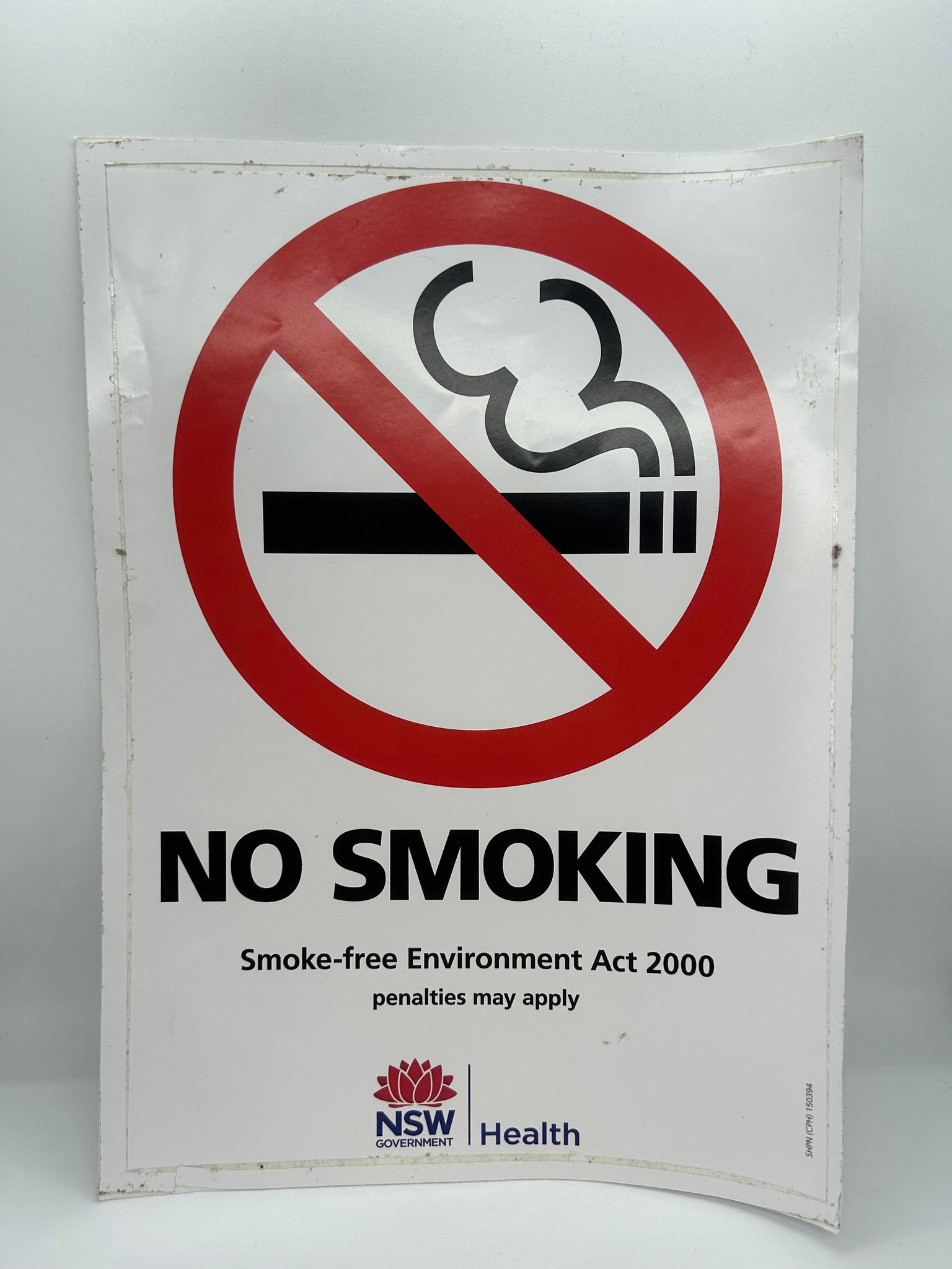 an A4 adhesive sheet with the no smoking emblem