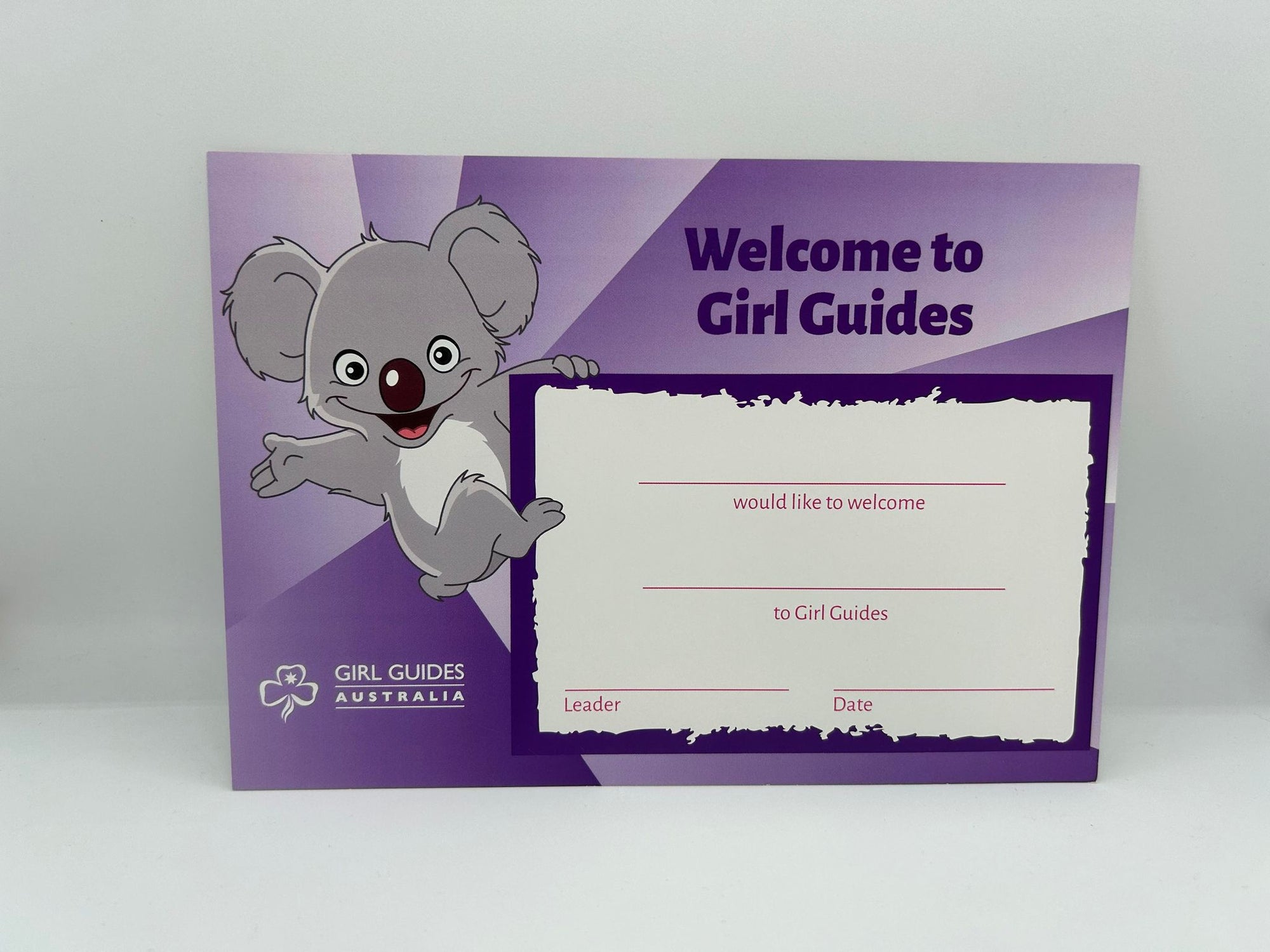 an A5 certificate to welcome new members to guides