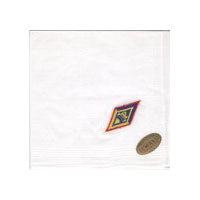 a white cotton hankie with the JBP emblem embroidered in one corner