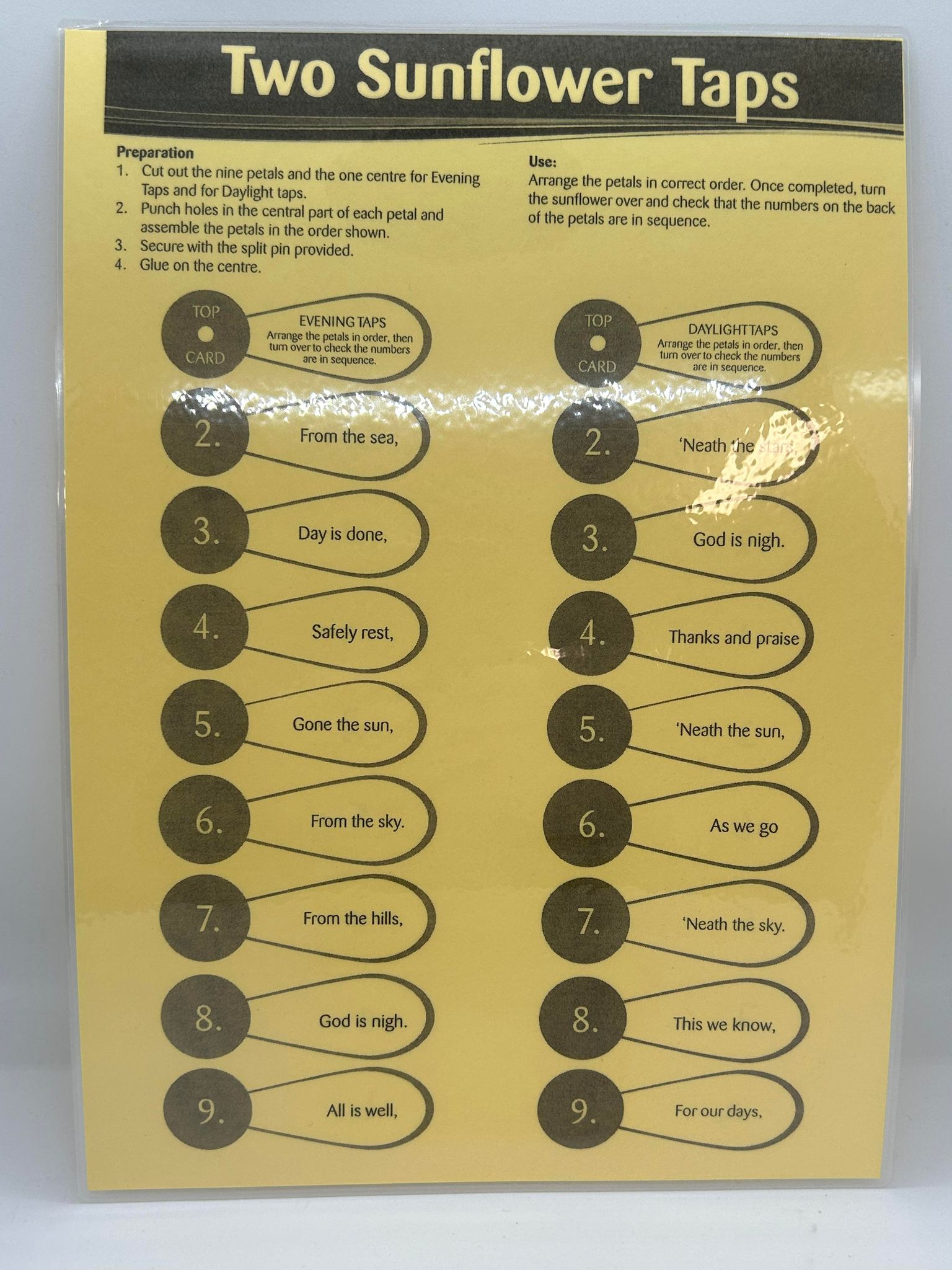 a paper based activity sheet about taps